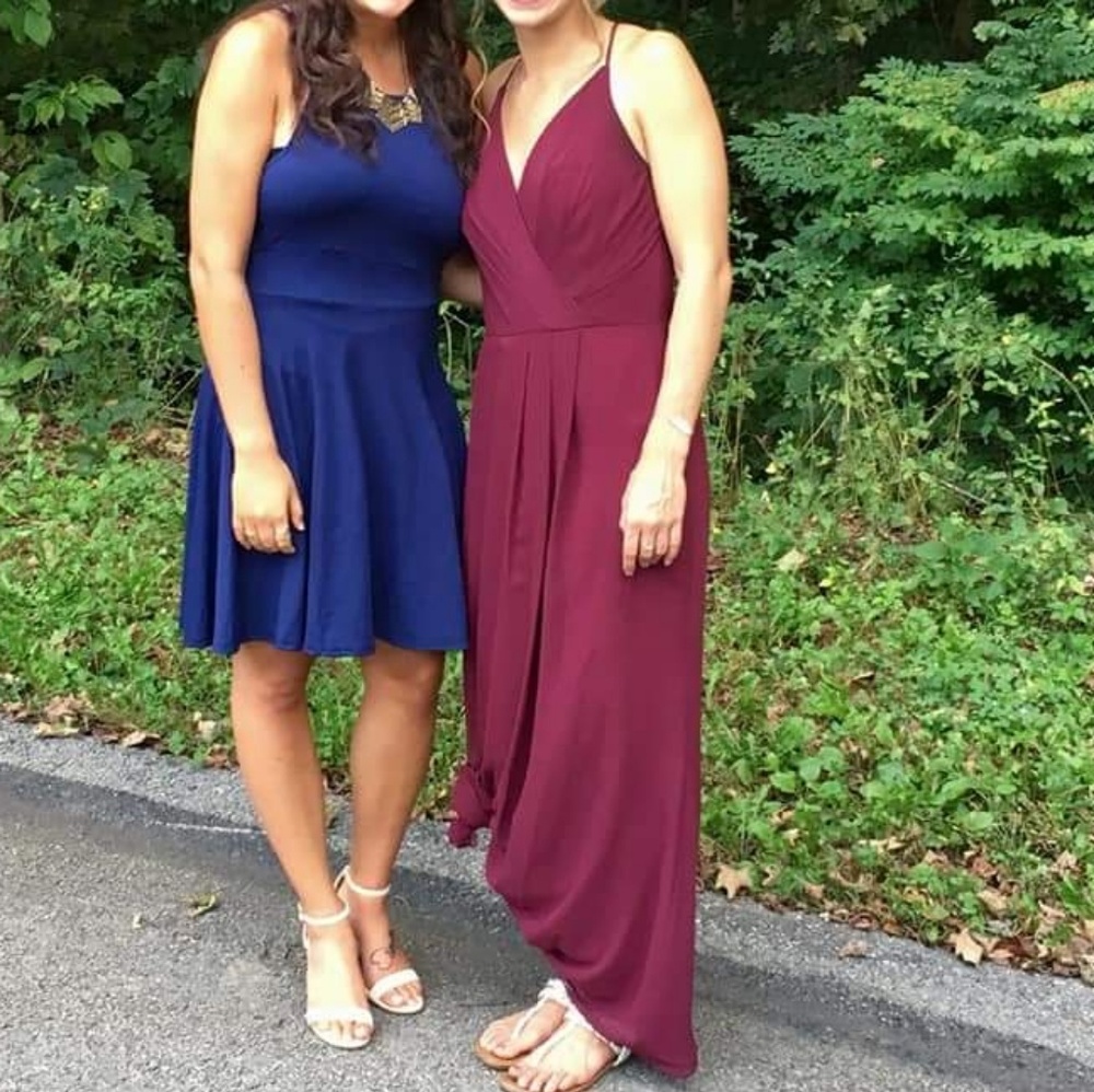 Bill Levkoff WINE colored bridesmaid dress